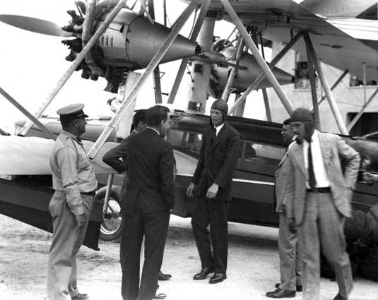 Charles Lindbergh arriving in a Pan Am Sikorsky S-38